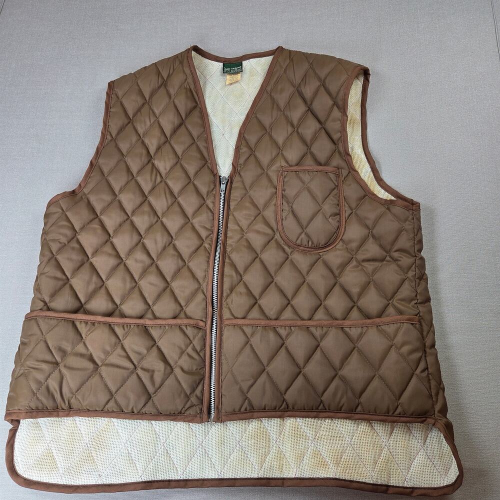Vintage Haband Style 347 Quilted Hunting Utility Vest Mens L Nylon USA Zip